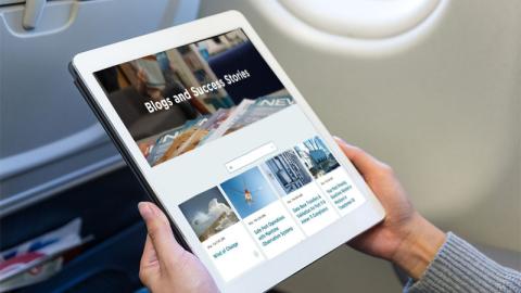 Tablet with Vaisala blog content on screen