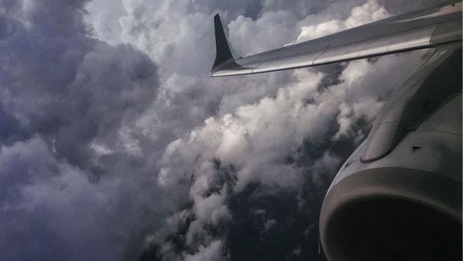 Airplane in the clouds