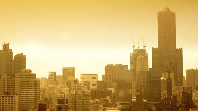 Cityscape with poor air quality