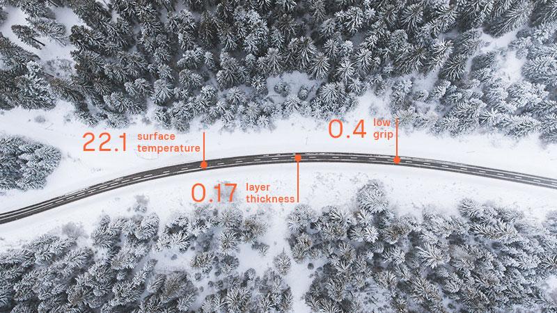 Aerial of road weather datapoints